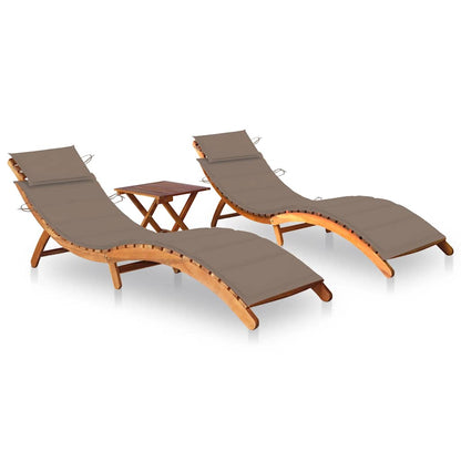 Patio Sun Lounger With Table And Cushion Solid Acacia Wood