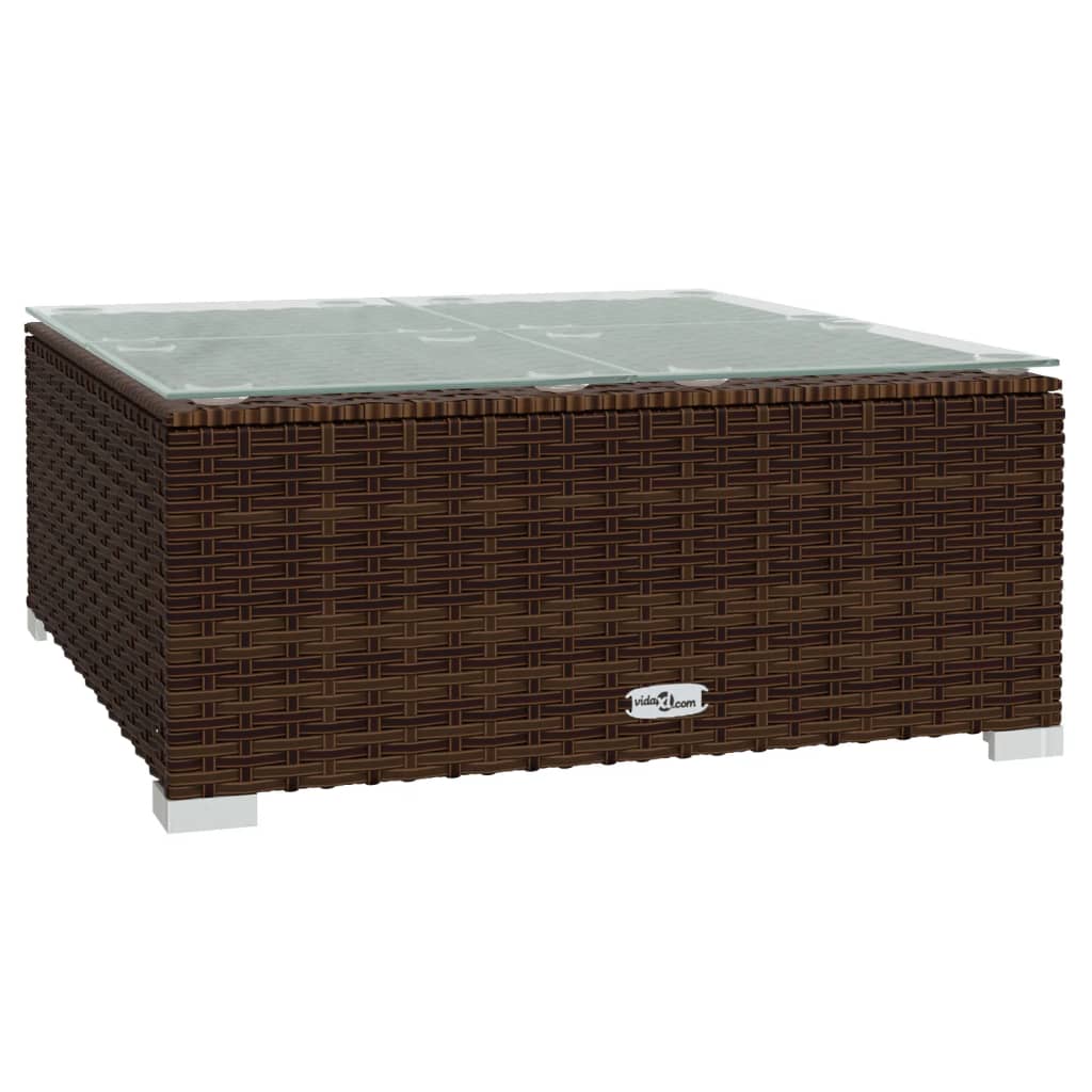 Patio Coffee 23.6"X23.6"X11.8" Poly Rattan & Glass
