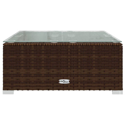 Patio Coffee 23.6"X23.6"X11.8" Poly Rattan & Glass