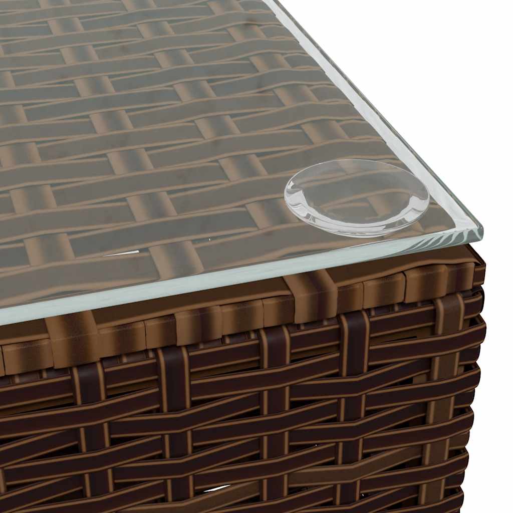 Patio Coffee 23.6"X23.6"X11.8" Poly Rattan & Glass