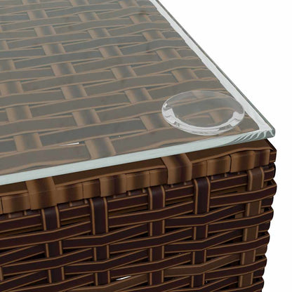 Patio Coffee 23.6"X23.6"X11.8" Poly Rattan & Glass