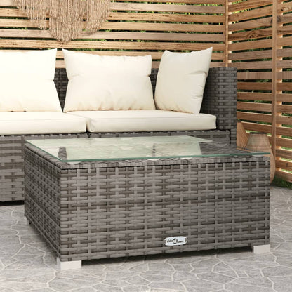 Patio Coffee 23.6"X23.6"X11.8" Poly Rattan & Glass