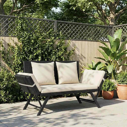 Garden Bench With Cushions 176 Cm Poly Rattan