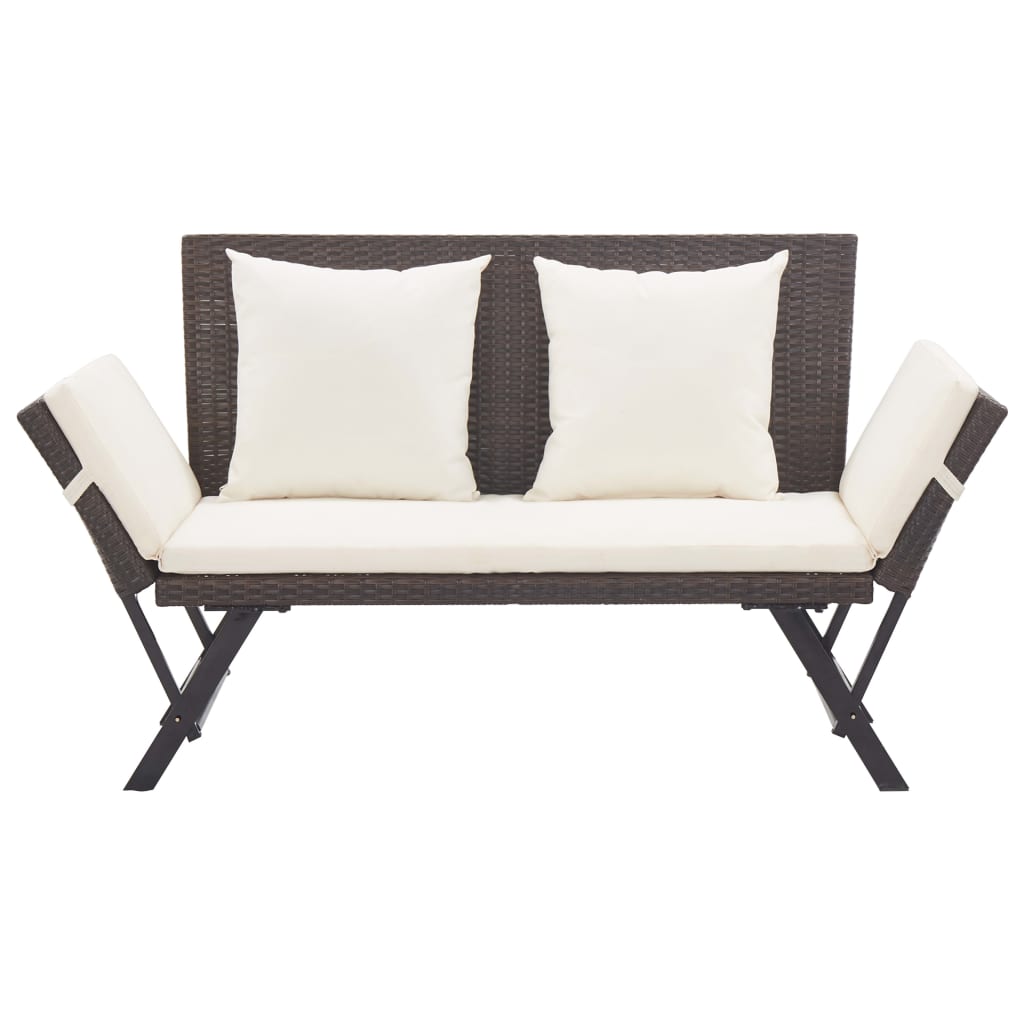 Garden Bench With Cushions 176 Cm Poly Rattan