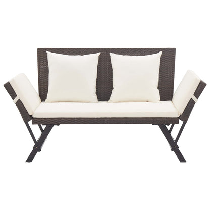 Garden Bench With Cushions 176 Cm Poly Rattan