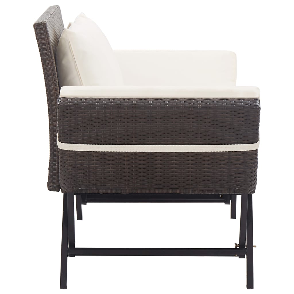 Garden Bench With Cushions 176 Cm Poly Rattan