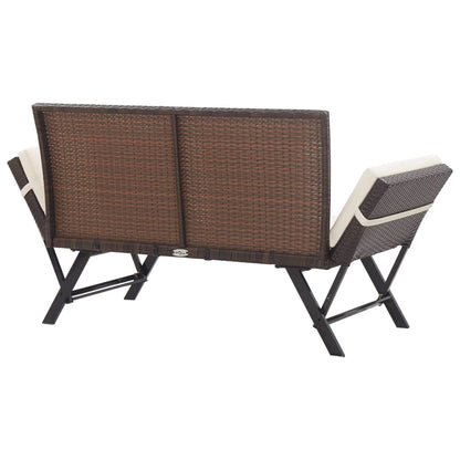 Garden Bench With Cushions 176 Cm Poly Rattan