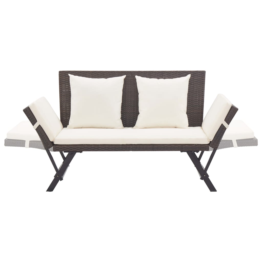 Garden Bench With Cushions 176 Cm Poly Rattan