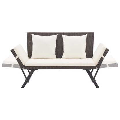 Garden Bench With Cushions 176 Cm Poly Rattan