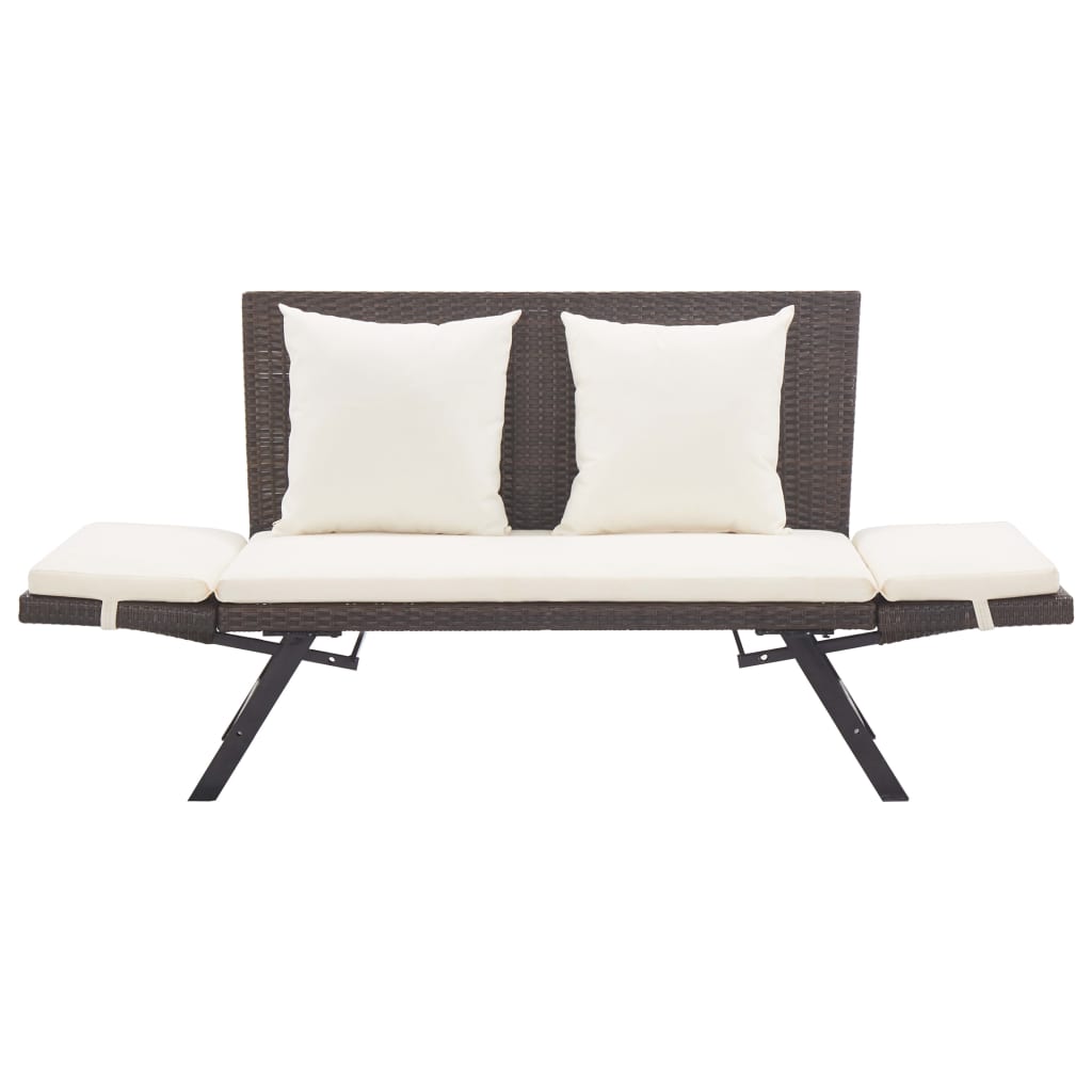 Garden Bench With Cushions 176 Cm Poly Rattan