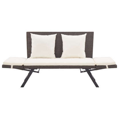 Garden Bench With Cushions 176 Cm Poly Rattan
