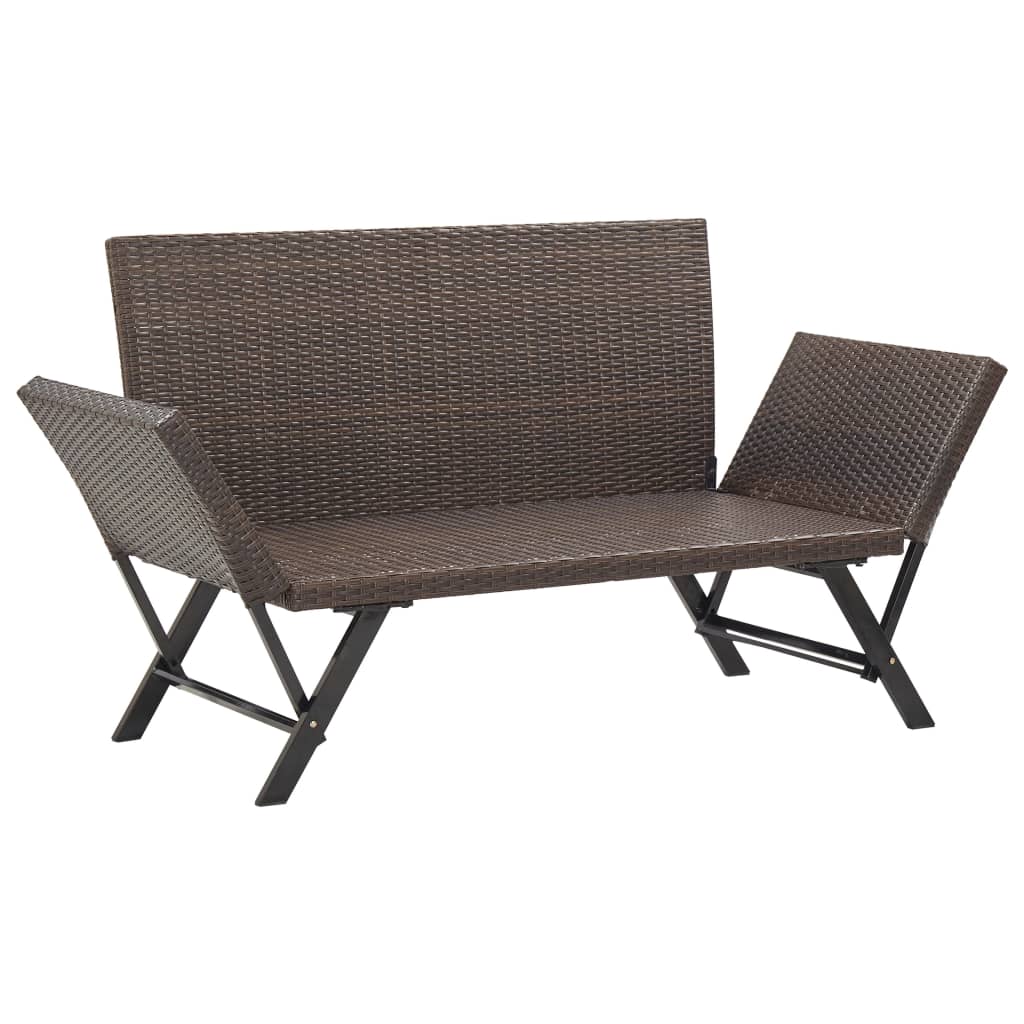 Garden Bench With Cushions 176 Cm Poly Rattan