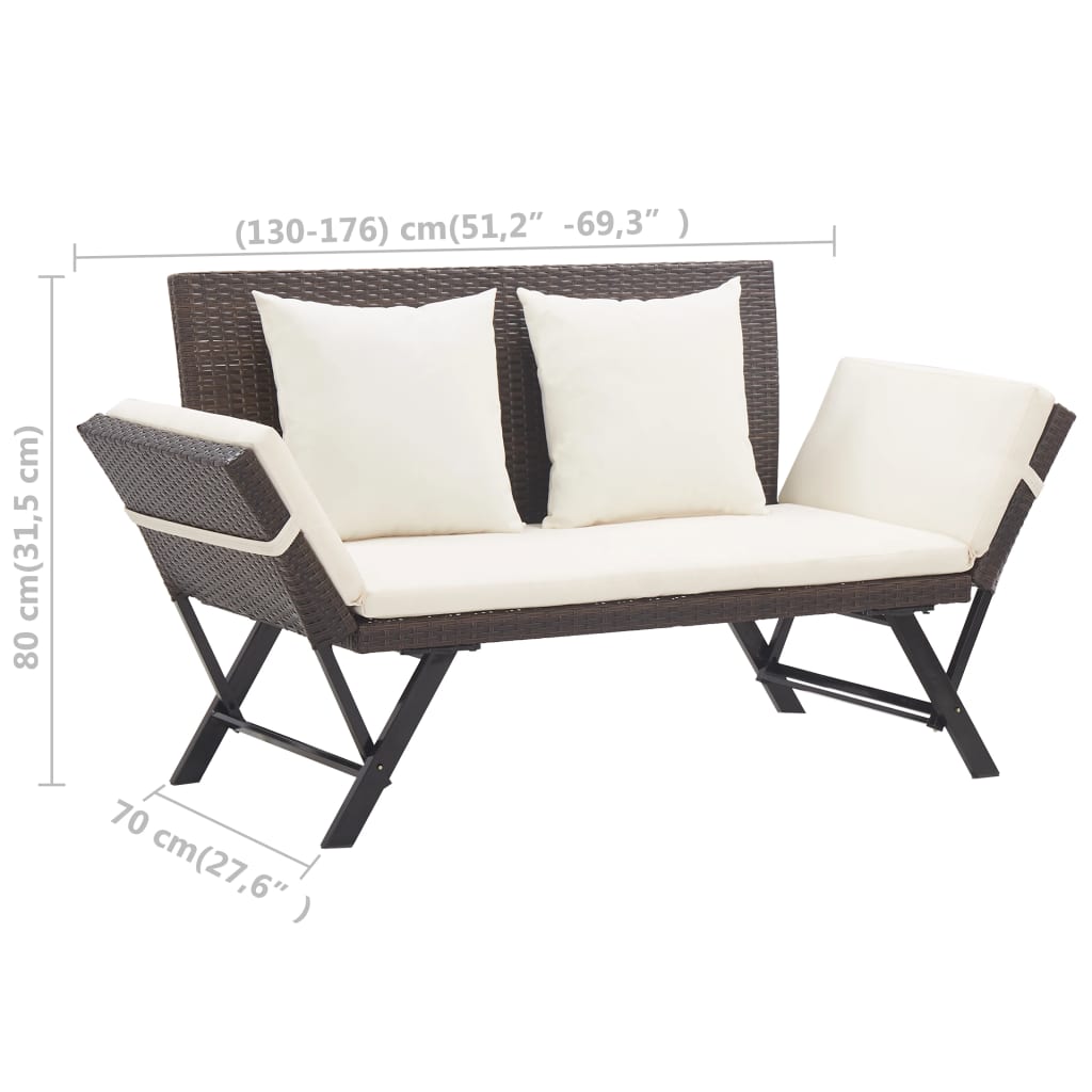 Garden Bench With Cushions 176 Cm Poly Rattan