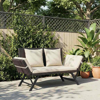 Garden Bench With Cushions 176 Cm Poly Rattan