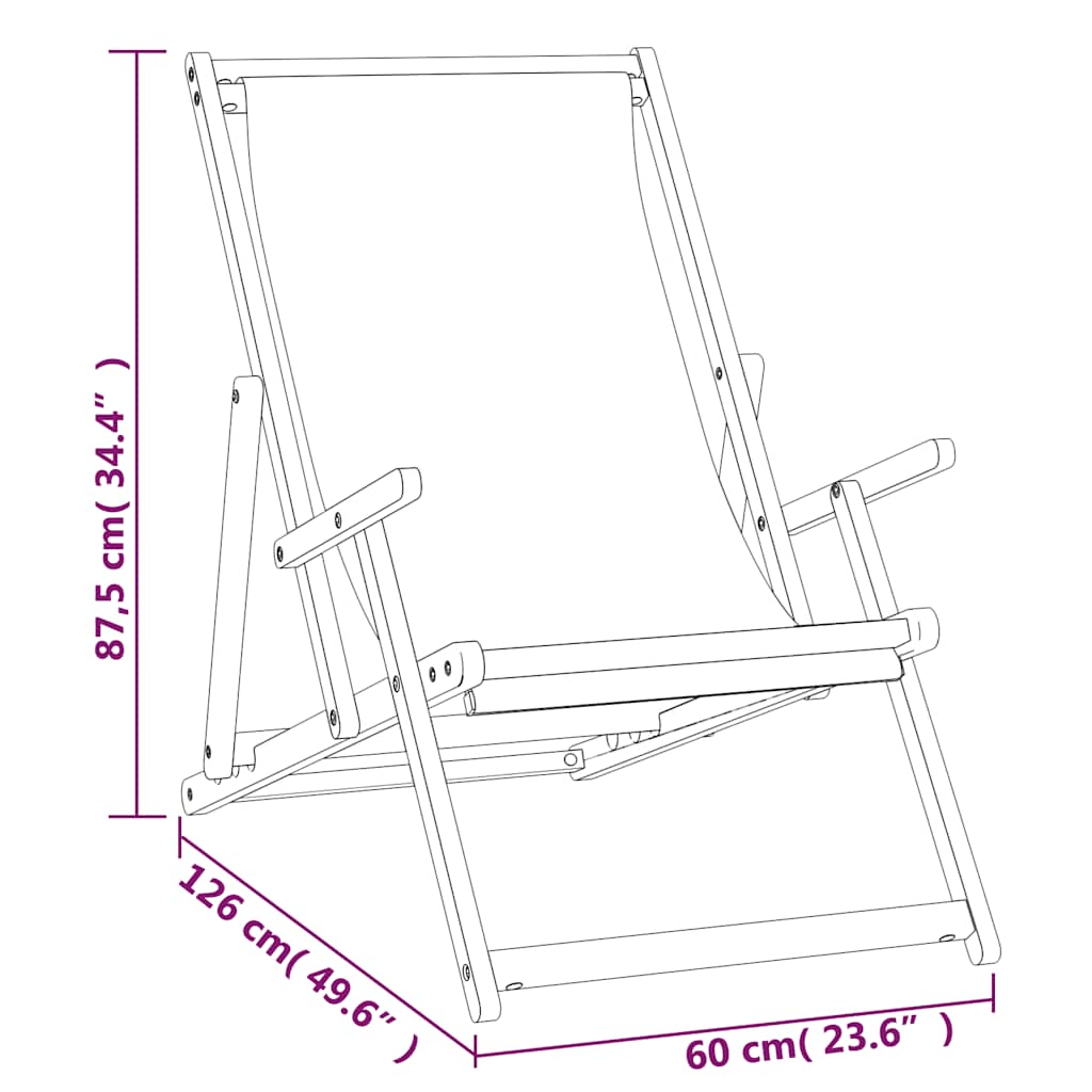 Beach Chair | | Solid Teak Wood, Polyester Fabric | Standard