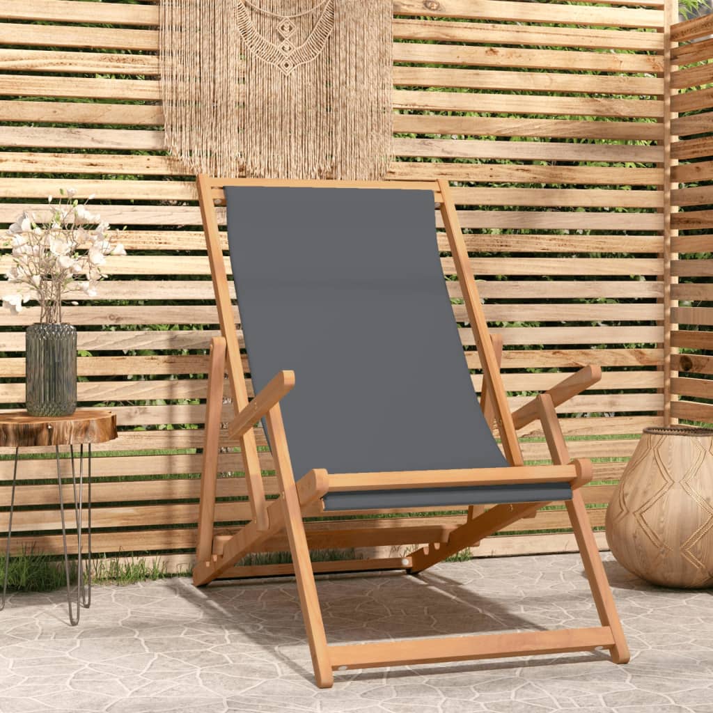 Beach Chair | | Solid Teak Wood, Polyester Fabric | Standard