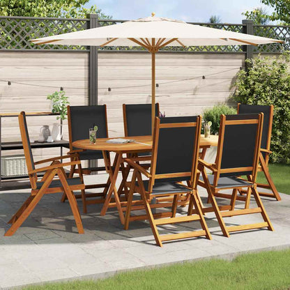 Folding Garden Chair Set Of 2 Solid Acacia Wood, Textilene