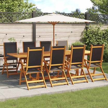Folding Garden Chair Set Of 2 Solid Acacia Wood, Textilene