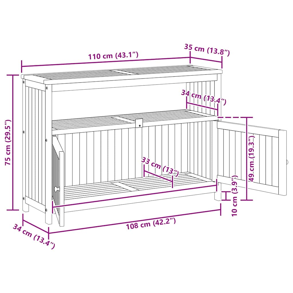 Patio Console Table Solid Wood Acacia