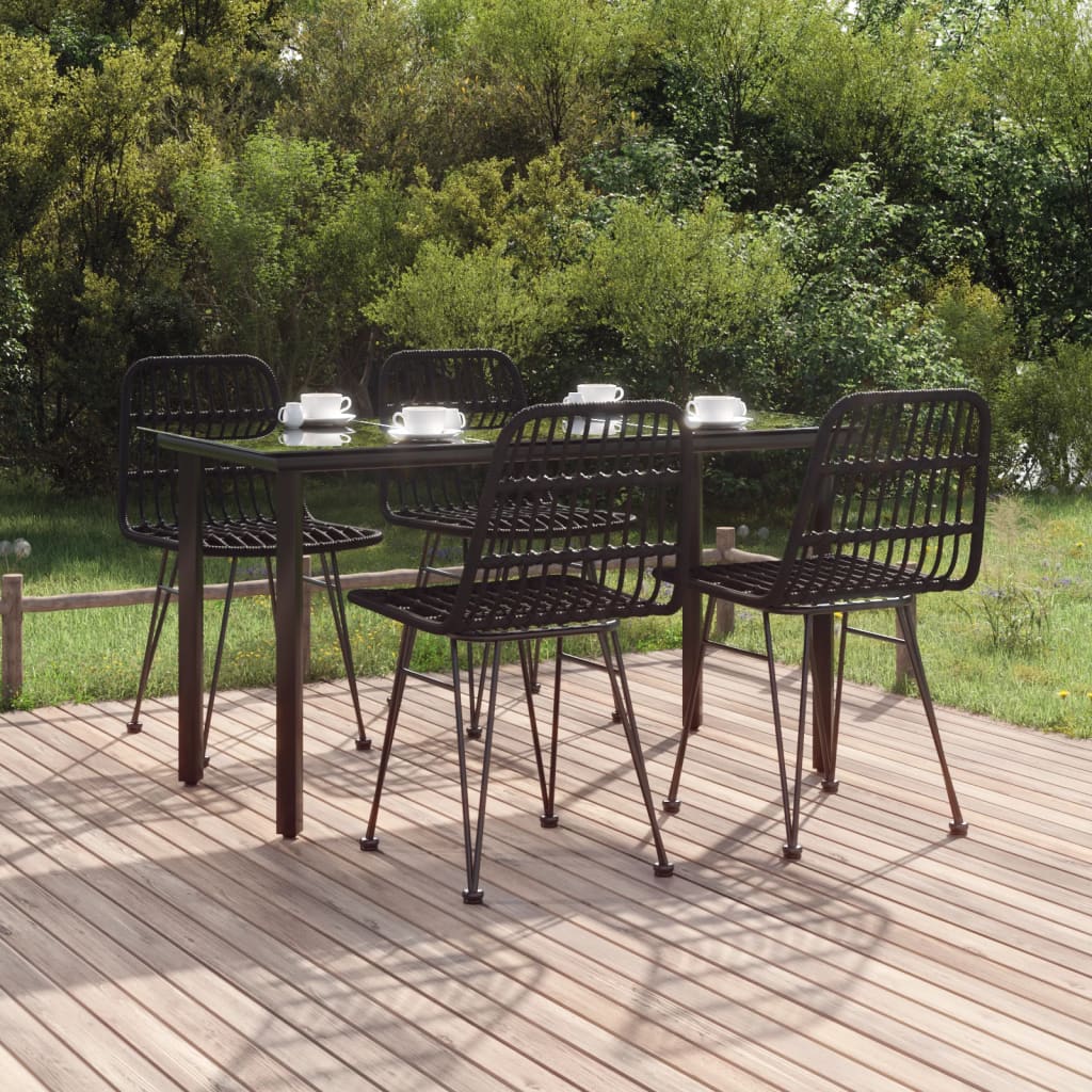 5 Piece Garden Dining Set Poly Rattan