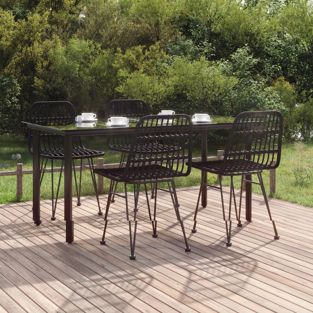 5 Piece Garden Dining Set Poly Rattan