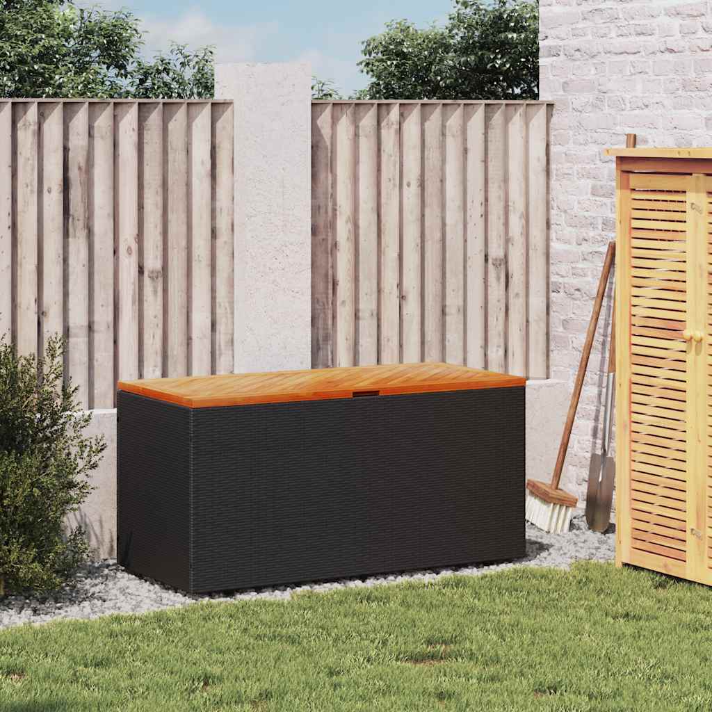 Patio Storage Box Poly Rattan Acacia Wood