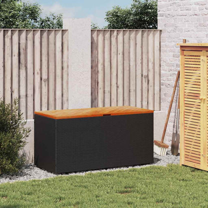 Patio Storage Box Poly Rattan Acacia Wood