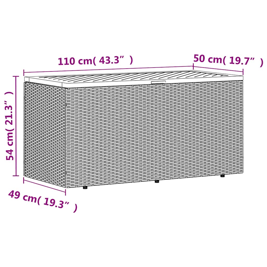Patio Storage Box Poly Rattan Acacia Wood