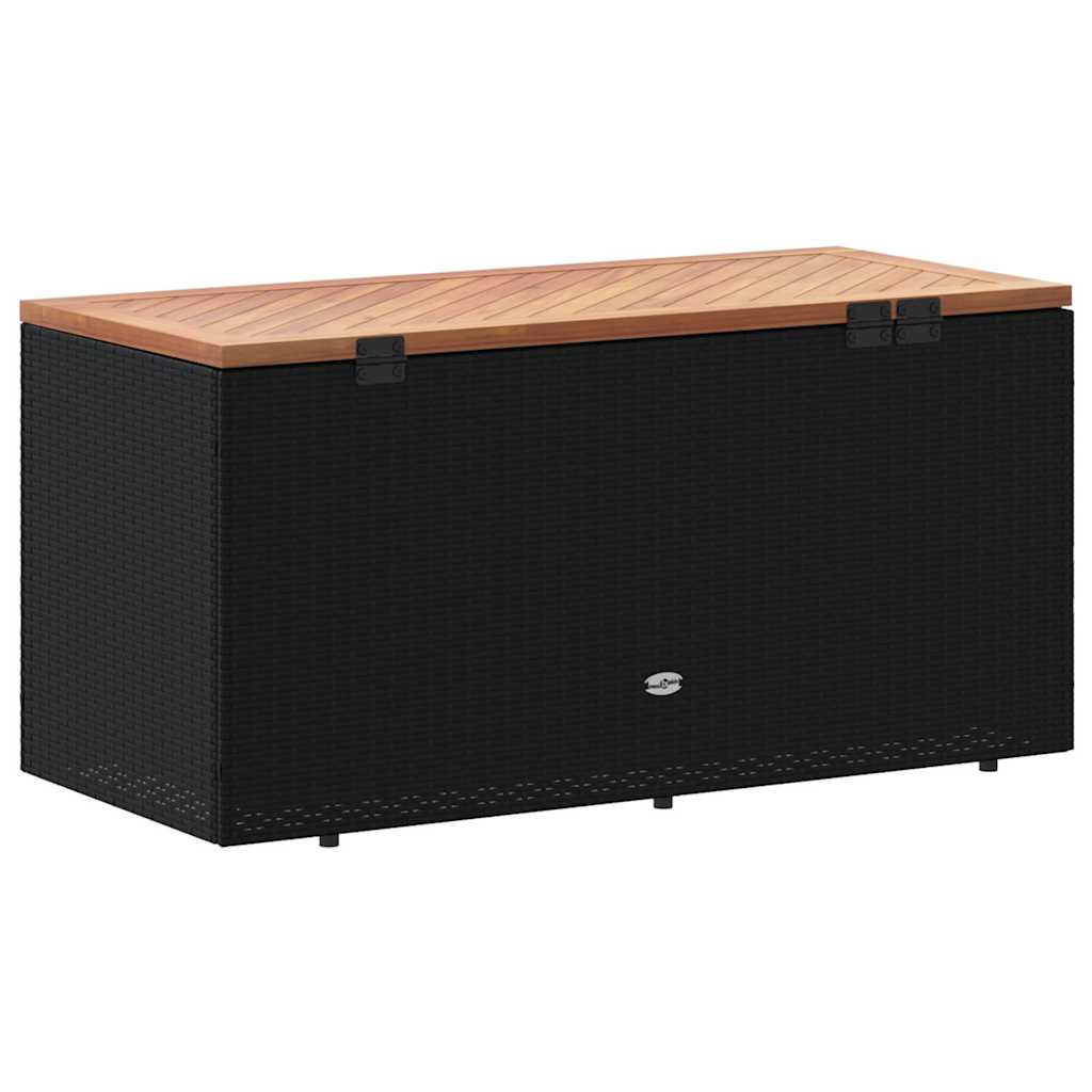 Patio Storage Box Poly Rattan Acacia Wood