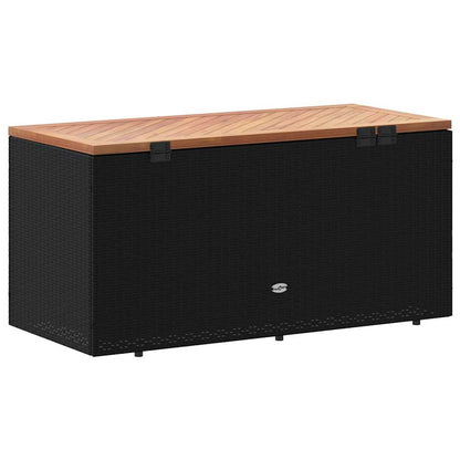 Patio Storage Box Poly Rattan Acacia Wood