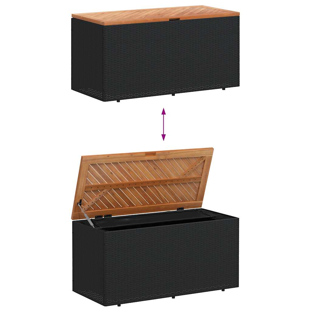 Patio Storage Box Poly Rattan Acacia Wood