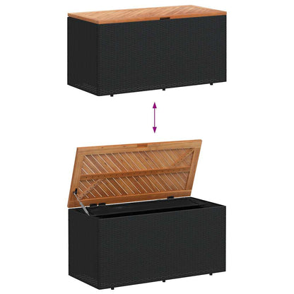 Patio Storage Box Poly Rattan Acacia Wood