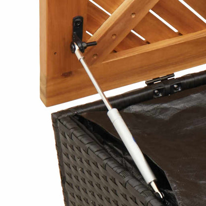 Patio Storage Box Poly Rattan Acacia Wood