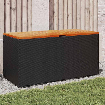 Patio Storage Box Poly Rattan Acacia Wood