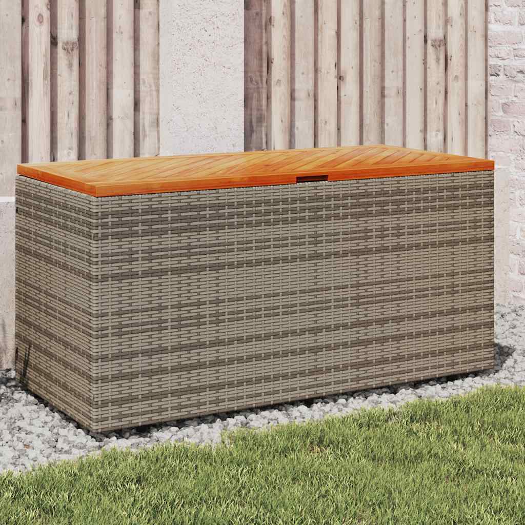 Patio Storage Box Poly Rattan Acacia Wood