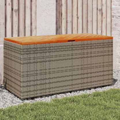 Patio Storage Box Poly Rattan Acacia Wood