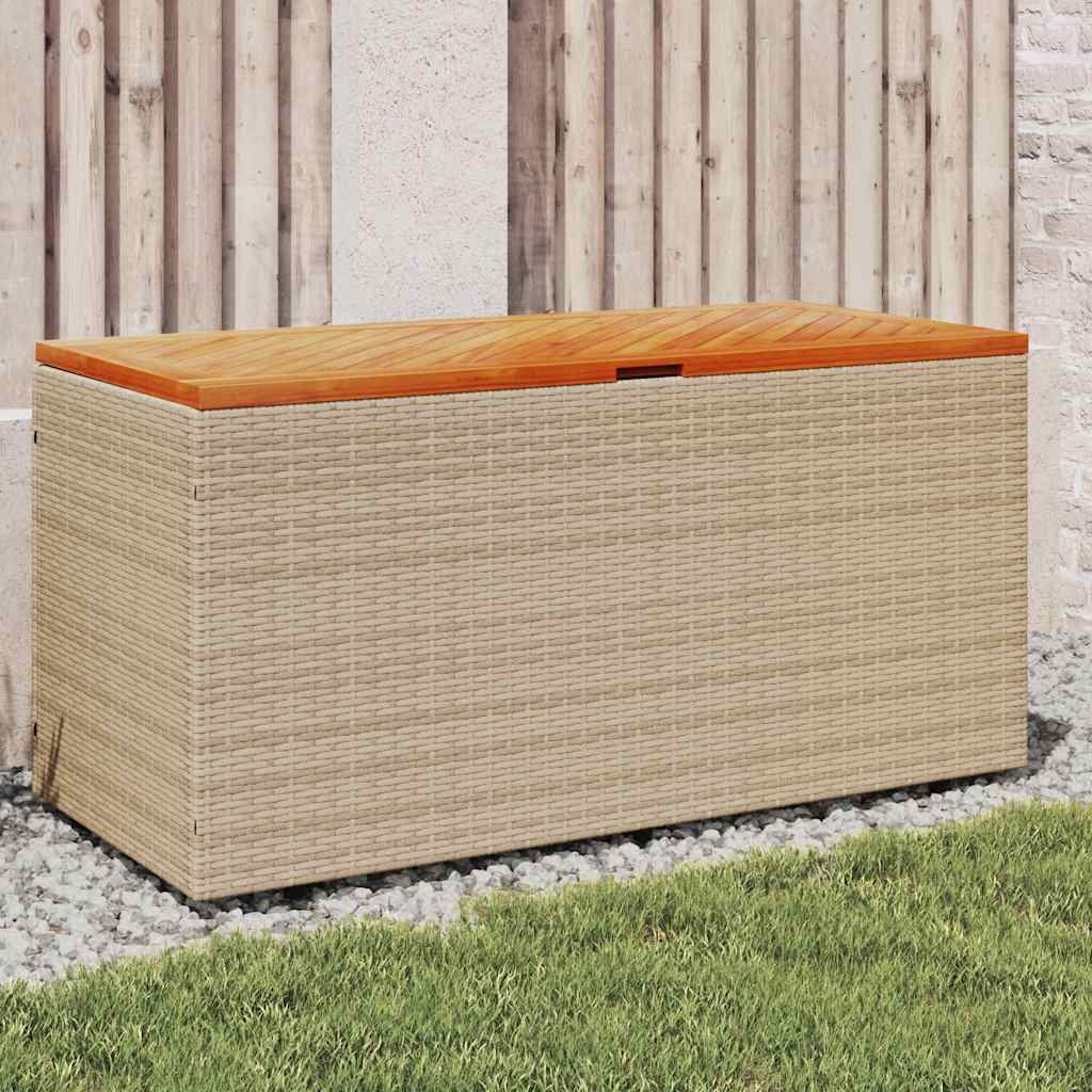 Patio Storage Box Poly Rattan Acacia Wood