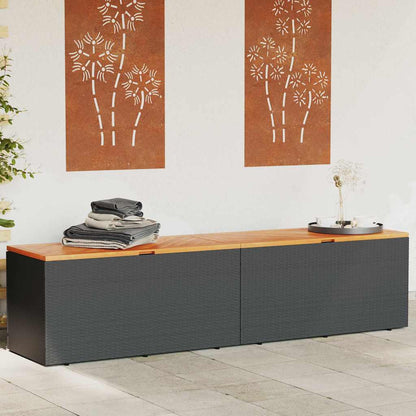Patio Storage Box Poly Rattan Acacia Wood