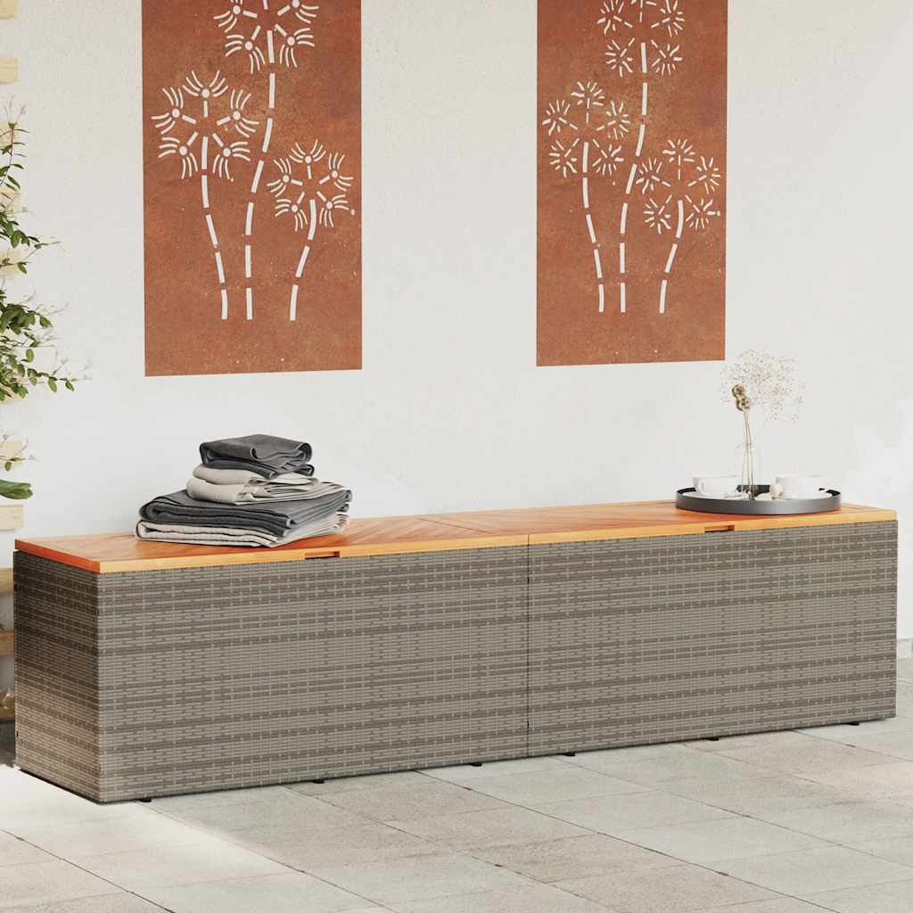 Patio Storage Box Poly Rattan Acacia Wood