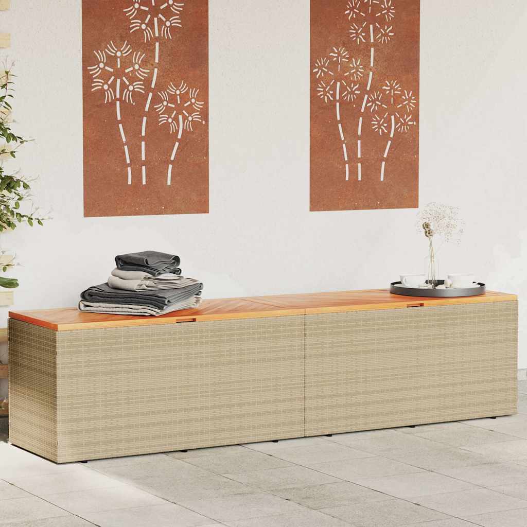 Patio Storage Box Poly Rattan Acacia Wood