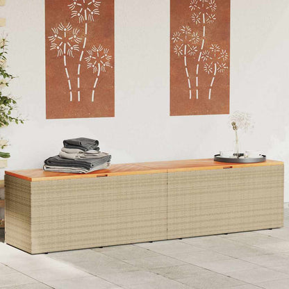 Patio Storage Box Poly Rattan Acacia Wood