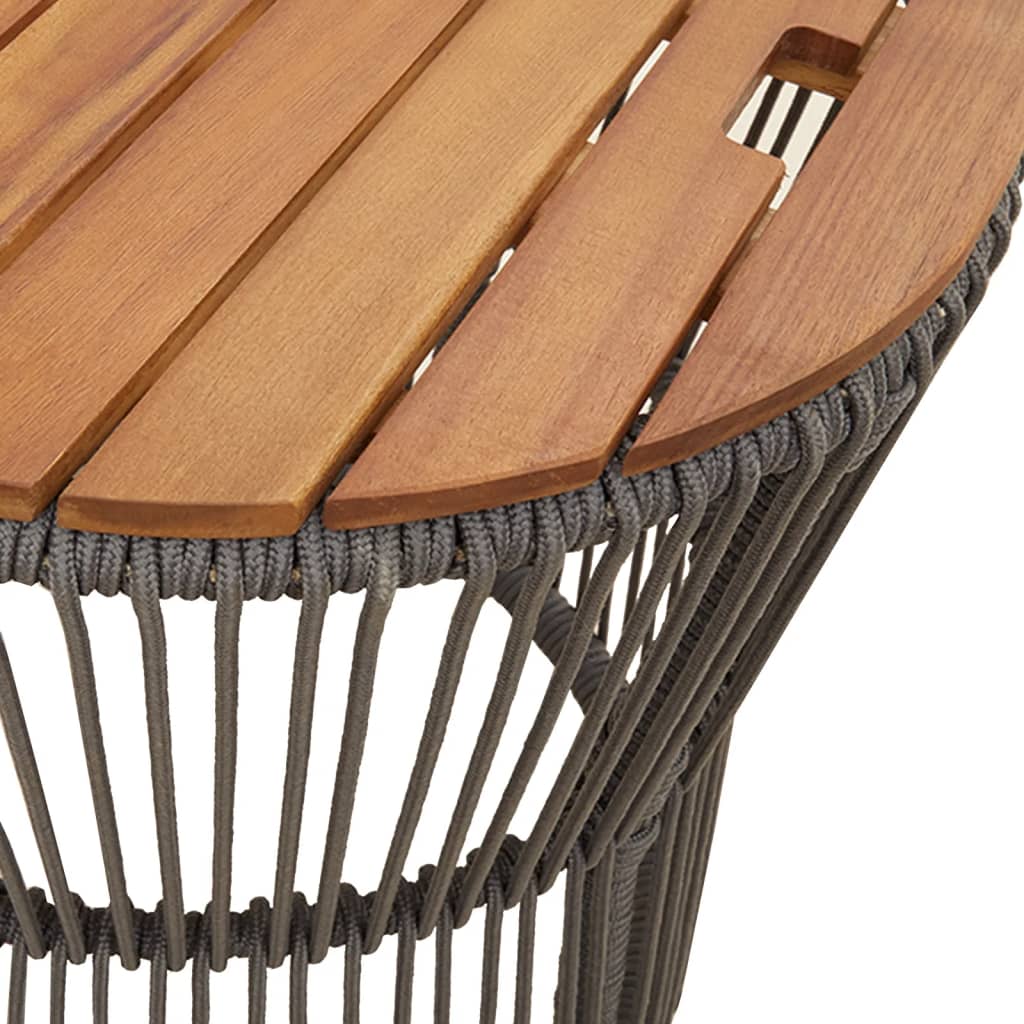 Patio Side Tables 2 Pcs With Wooden Top Poly Rattan