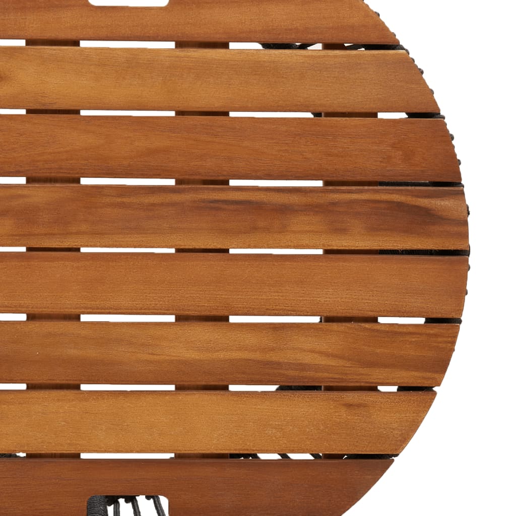 Patio Side Tables 2 Pcs With Wooden Top Poly Rattan
