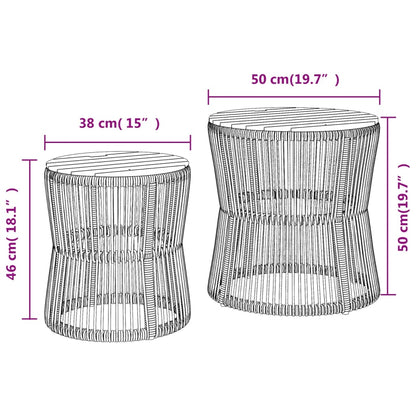Patio Side Tables 2 Pcs With Wooden Top Poly Rattan