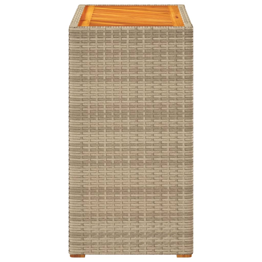 Patio Side Table With Wooden Top Poly Rattan