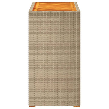 Patio Side Table With Wooden Top Poly Rattan