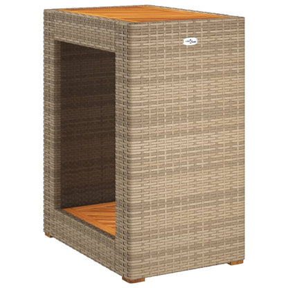 Patio Side Table With Wooden Top Poly Rattan