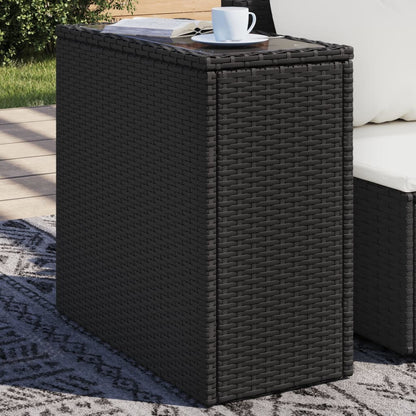 Garden Side Table With Wooden Top 58X27.5X55 Cm Poly Rattan