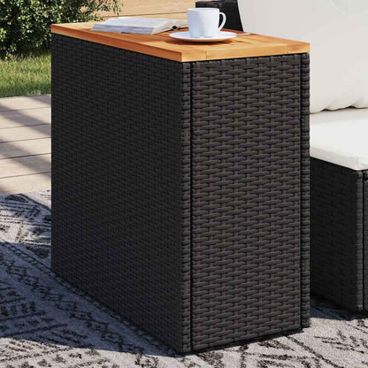 Garden Side Table With Wooden Top 58X27.5X55 Cm Poly Rattan