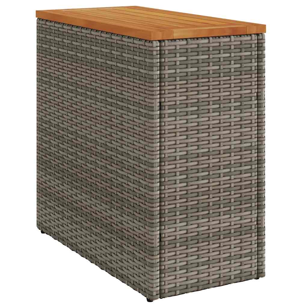 Garden Side Table With Wooden Top 58X27.5X55 Cm Poly Rattan